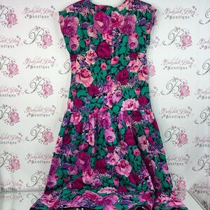 Vintage dress button down flowers long maxi Floral Sleeveless Dress